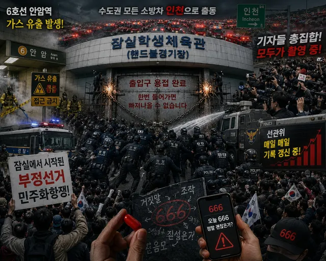 현재 상황 요약

1. 경찰은 경기장 내부로 진입 시도하다 국힘한테 막혔고
2. 아침부터 난데없는 기자들의 생중계 중이고
3. 수도권 모든 소방