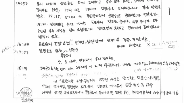 "오류 발견"·"투표지 요청에 무답"…극심 혼란 담긴 잠실 투표록

'투표용지가 소진된 후 지침을 달라 요청했으나 답변받지 못했고 전화 다시 준