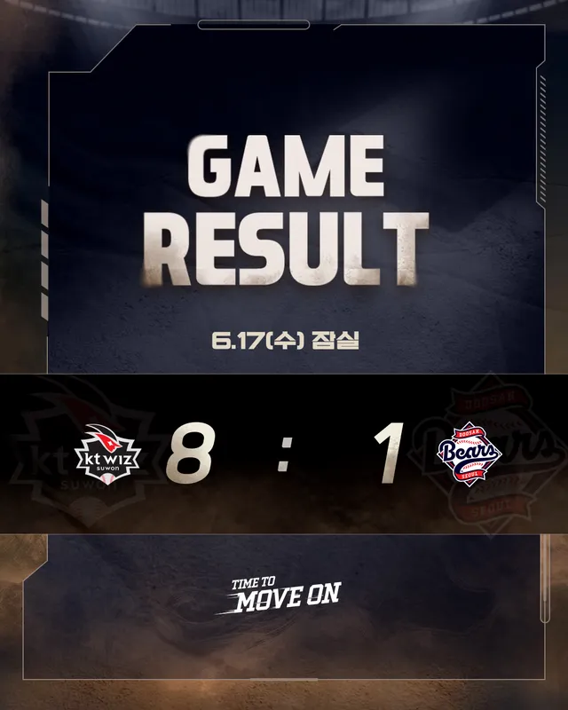 잠실야구장에서 진행된
KT 위즈와의 경기 결과입니다.

✔ Next Game
🗓 6.18(목) 18:30 | vs KT | 잠실
📺 MBC 