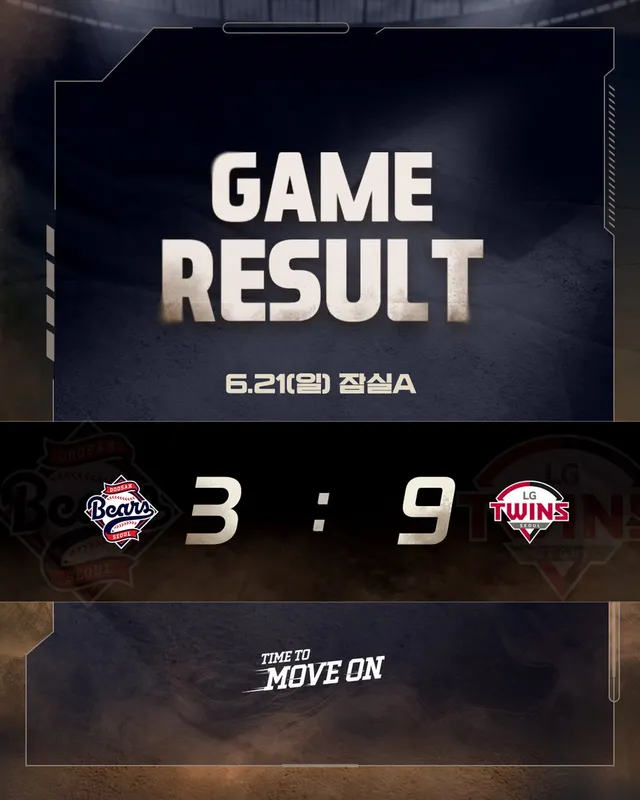 잠실야구장A에서 진행된
LG 트윈스와의 경기 결과입니다.

✔ Next Game
🗓 6.23(화) 18:30 | vs 한화 | 대전
📺 SB