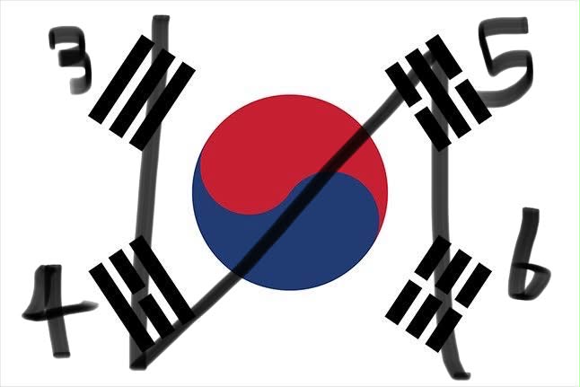 태극기 그리기 헷갈릴 때 이렇게 외워보는 건 어때？

지그재그로 건곤감리 3,4,5,6개의 작대기
지그재그 그대로 원 안에 두고
밑에는 바다처럼
