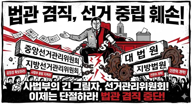 🚨중요)도둑이 경찰 행세하는 꼴 
언제까지 봐야하는 걸까요.. 빠르게  채워봅시다 ‼️

📍중앙선거관리위원장 및 각급 선거관리위원장 법관 겸