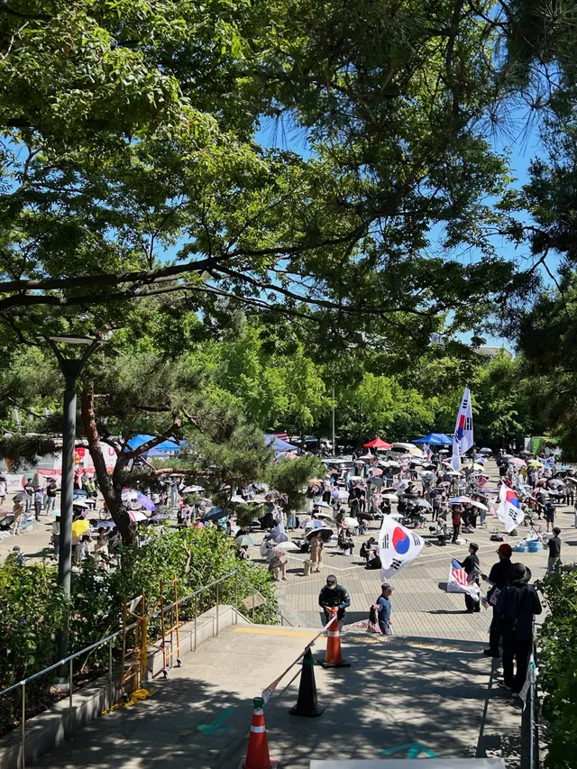 오전부터 점심 지난 낮시간까지 자리 지키다가
조금 전에 나왔습니다. 
실시간 상황이 적은 듯하여 사진 올려요 :) 
점심 지나면서 눈에 띄게 인