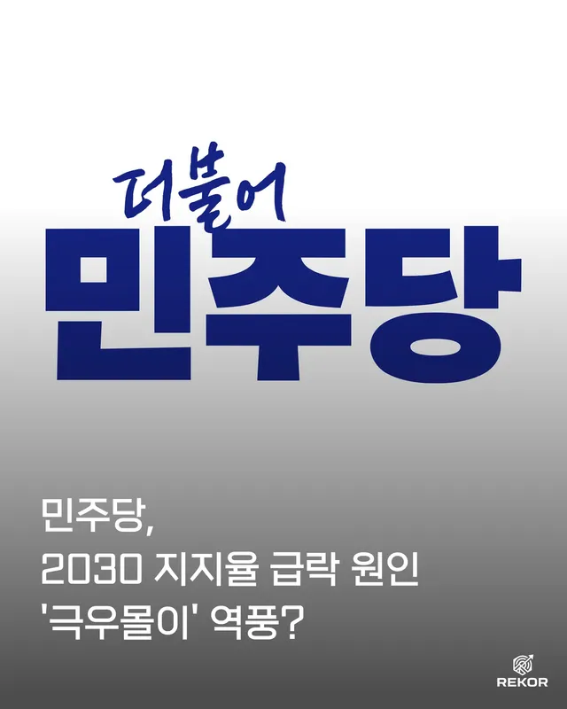 민주당, 2030 지지율 급락 원인
‘극우몰이’ 역풍?

2030세대의 민주당 지지율 하락이 심화되며,
이대녀를 포함한 청년층 이탈 현상이 가속