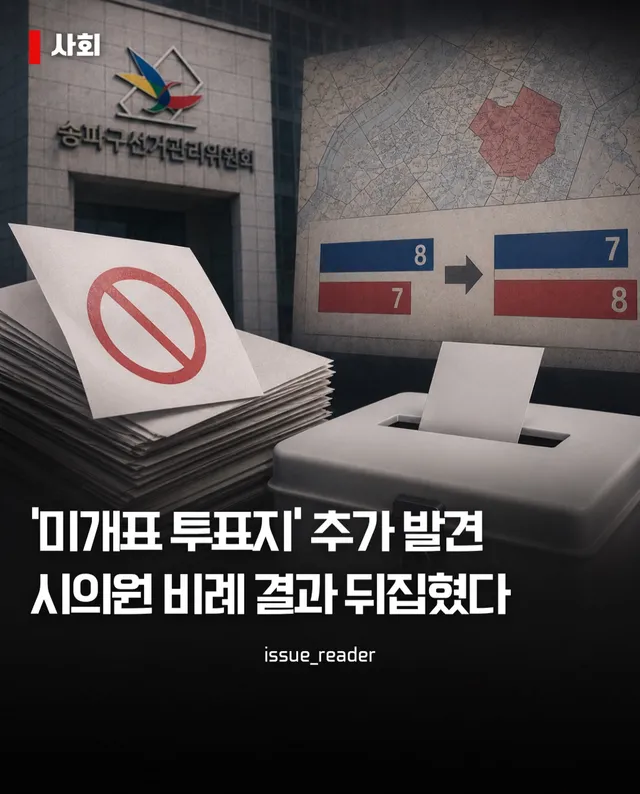 📍송파 미개표 투표지 추가 발견
서울시의원 비례대표 당선 결과 뒤집혔다

서울 송파구에서 개표에 반영되지 않았던 투표지가 추가로 발견되면서 서