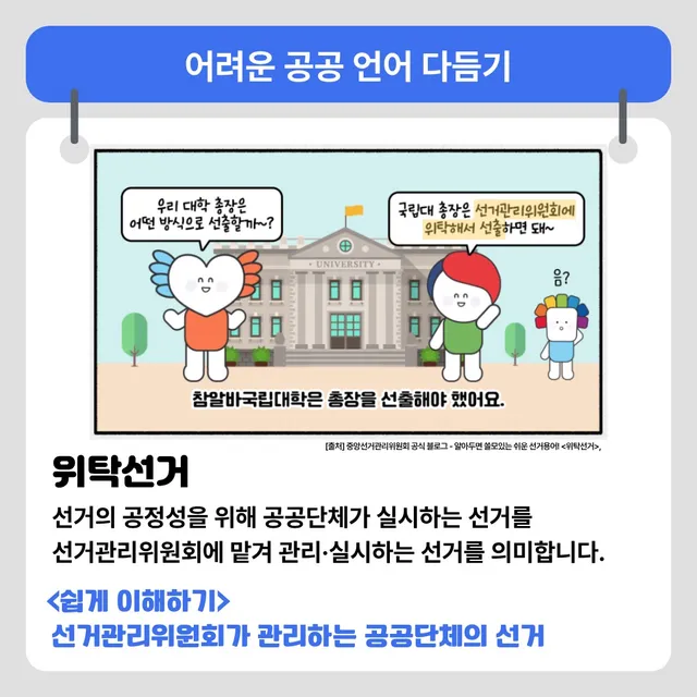 안녕하세요!
제11기 경남 우리말 가꿈이 3조입니다! 👋

지난 6월 3일 실시된 전국동시지방선거,
여러분은 선거 관련 용어를 얼마나 알고 계