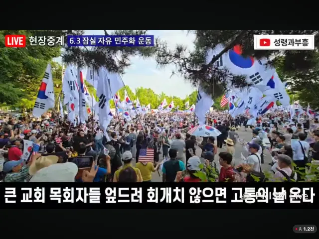 청년들의 외침을 보아라

잠실 대형 태극기 행진