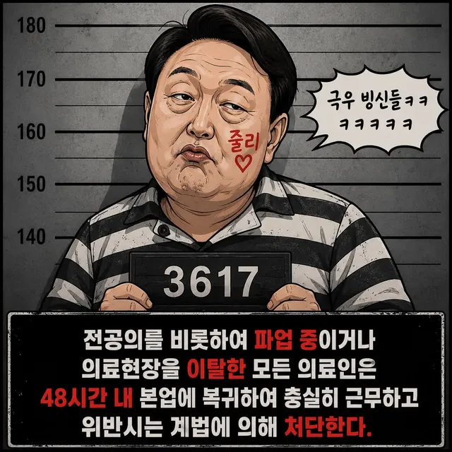 우리 윤통이 했던 말 잊은겁니까?
극우 의사분들 얼른 지원오세요