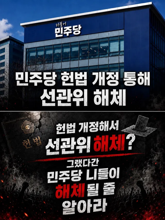 헌법 개정해서 선관위해체?
민주당 니들이 해체되기 싫으면 
그냥 입다물고 특검이나 받아라