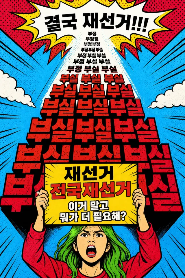 외쳐라!! 재선거!! 전국재선거!!!
청원동의도 해줘라!!! 
모하냐⁉️⁉️⁉️
너희들....