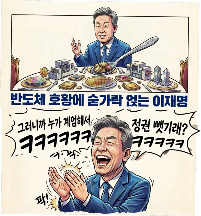 ???: 주식 이재명이 잘해서 오른게 아니라 지금 반도체 호황기니까 오르는거라고!!!

아니 그래서 누가 계엄해서 정권뺏기래?ㅋㅋㅋㅋㅋㅋㅋ 느그