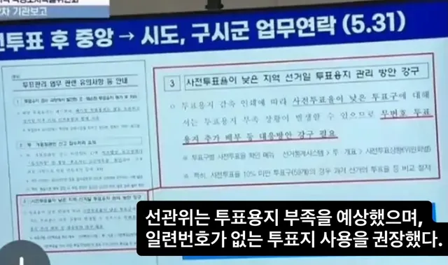 5.31 선관위 공문에는 투표용지가 부족할 수 있다는 내용이 있다.
하지만 선관위는 6.3 사태 이후 투표용지가 부족할 수 있다고 예상하지 못했