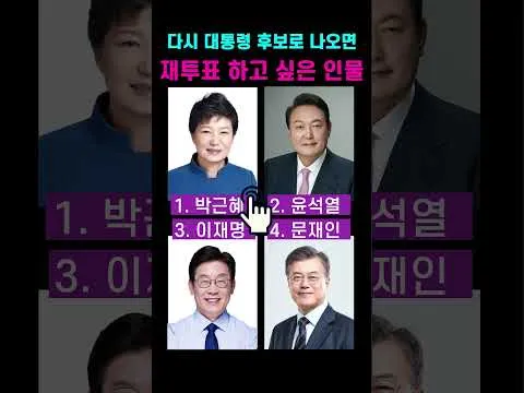 다시 대통령 후보로 나오면 재투표 하고싶은 인물, 국민의 선택은?! (박근혜, 윤석열, 이재명, 문재인)
