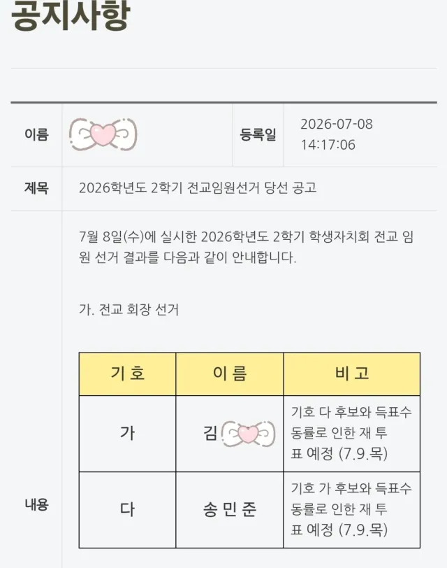 ♡
전교회장 당선~♡

어제 선거 표수가 같아서
오늘 재투표를 한다해서
이런 경우가 첨이라 놀랐는데~
전교회장 당선을~^^

선거 포스터도 누나