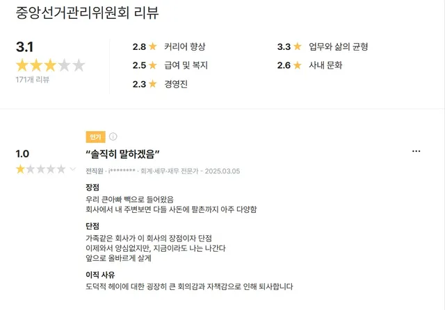 중앙선관위 블라인드 평가글