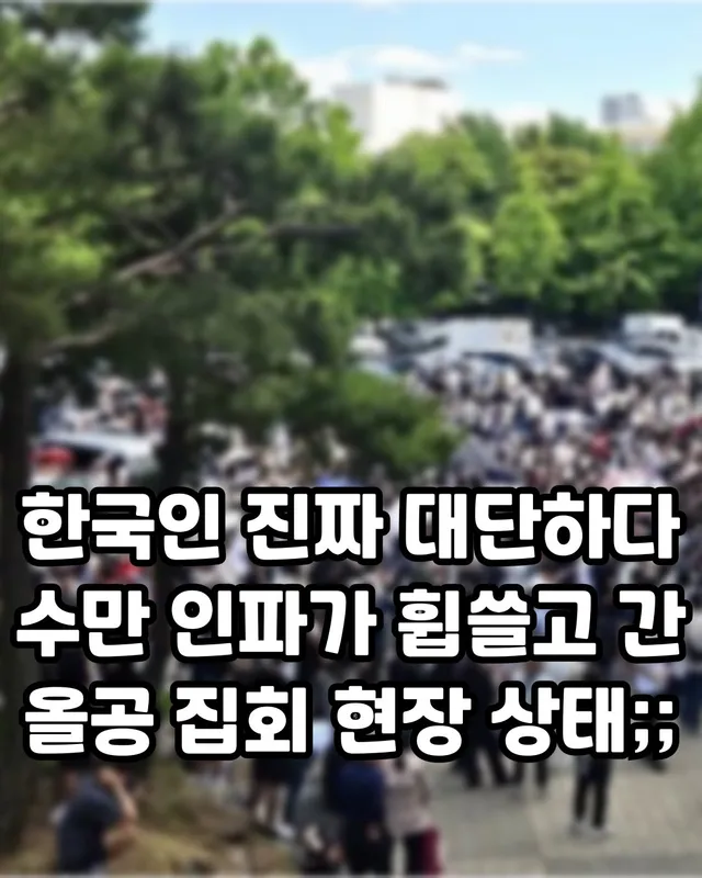 이거 보고 진짜 소름 돋았다 🇰🇷😮

수만 명이 몰렸던 올공(올림픽공원 광장) 집회 현장인데요, 행사가 끝난 직후 모습이 이렇게 깨끗한 거
